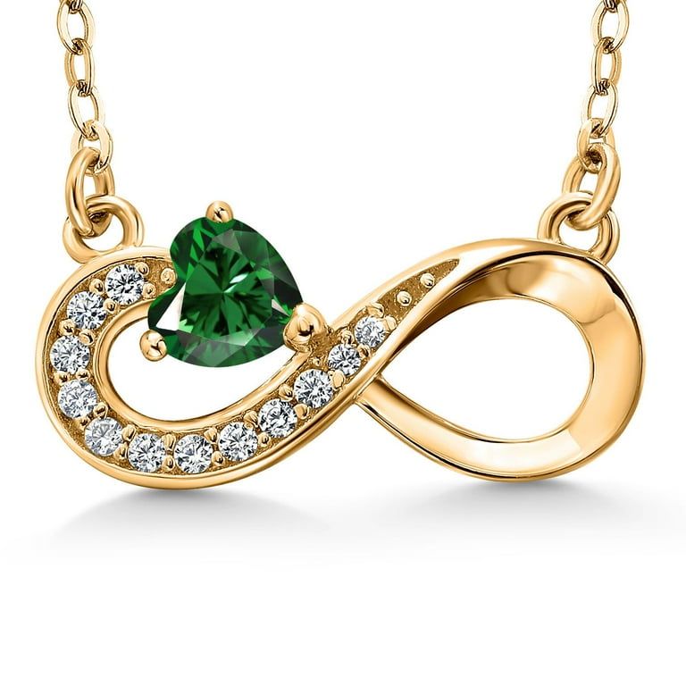Gem Stone King 18K Yellow Gold Plated Silver Green Nano Emerald