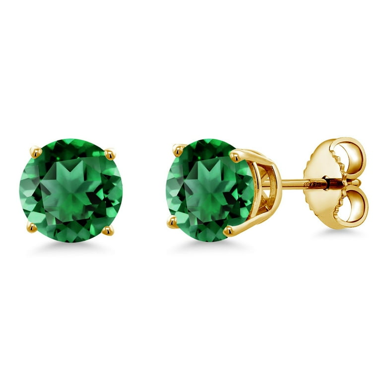 Gem Stone King 18K Yellow Gold Plated Silver Green Nano Emerald