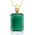 thumbnail image 1 of Gem Stone King 18K Yellow Gold Plated Silver Green Onyx Pendant Necklace for Women (15.69 Cttw, Emerald Cut  18X13MM, with 18 inch Chain), 1 of 6