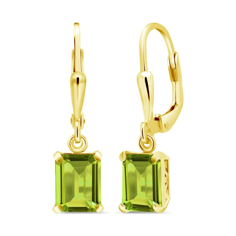 Green Prasiolite Three Stone Dangle Earrings 14k Gold-plated Silver Green Prasiolite Three Stone Dangle Earrings 14k Gold-plated Silver