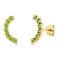 thumbnail image 1 of Gem Stone King 18K Yellow Gold Plated Silver Green Peridot Ear Crawler Earrings for Women | 0.70 Cttw | Gemstone August Birthstone | Round 2MM, 1 of 6