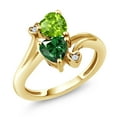 thumbnail image 1 of Gem Stone King 18K Yellow Gold Plated Silver Green Peridot Green Nano Emerald Ring for Women (1.54 Cttw, Heart Shape 6MM, Gemstone August Birthstone, Size 5), 1 of 6