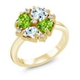 thumbnail image 1 of Gem Stone King 18K Yellow Gold Plated Silver Green Peridot and Sky Blue Aquamarine Ring for Women (1.84 Cttw, Heart Shape 5MM, Gemstone August Birthstone, Size 8), 1 of 3