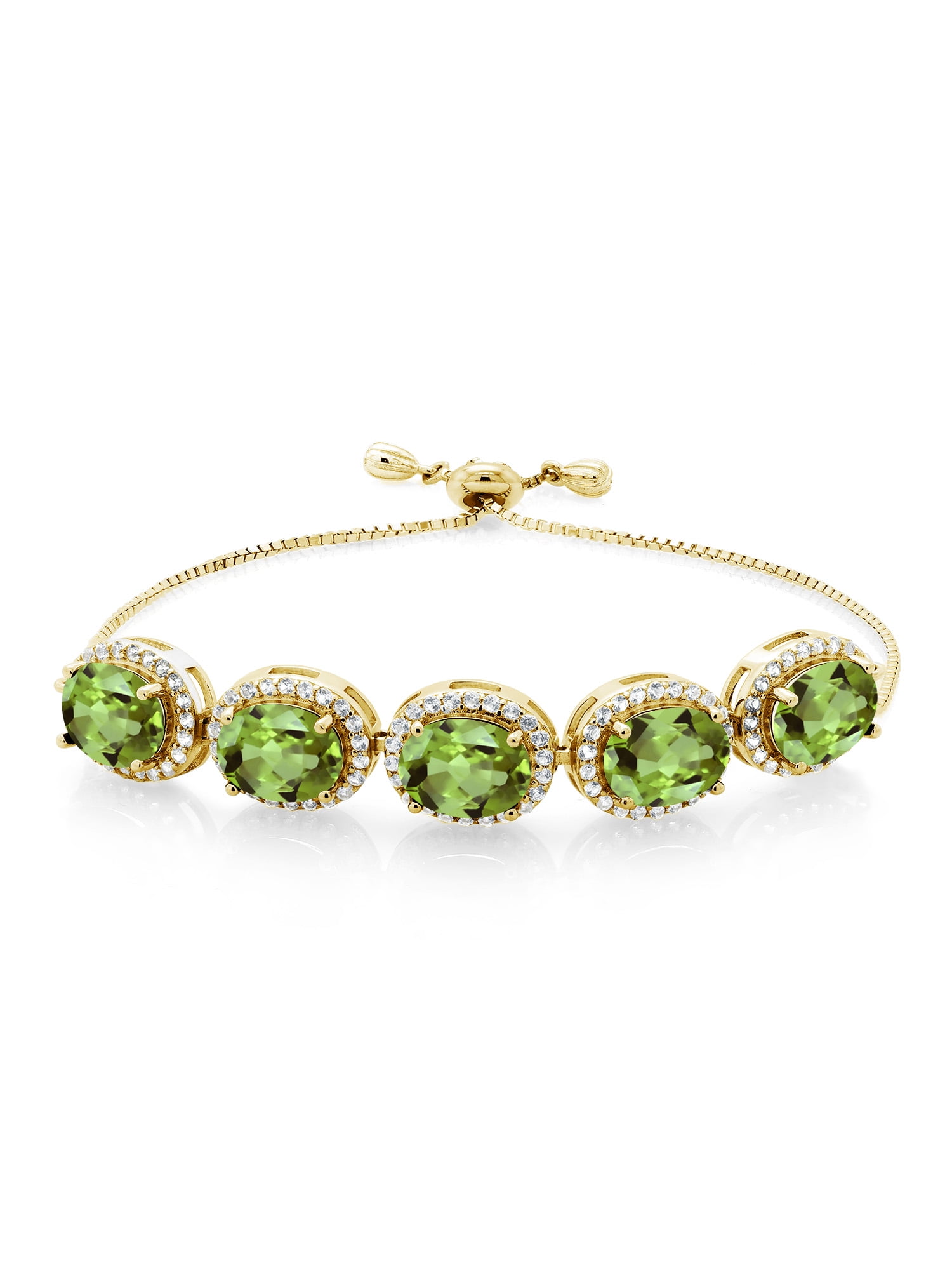 14k Yellow Gold-plated Green Peridot Anklet Adjustable 14k Yellow Gold-plated Green Peridot Anklet Adjustable