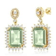 thumbnail image 1 of Gem Stone King 18K Yellow Gold Plated Silver Green Prasiolite Dangle Earrings for Women (13.80 Cttw, Gemstone Birthstone, Octagon 14X10MM), 1 of 4