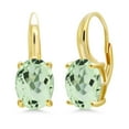 thumbnail image 1 of Gem Stone King 18K Yellow Gold Plated Silver Green Prasiolite Earrings for Women (4.20 Cttw, Oval 11X9MM), 1 of 5