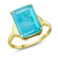 thumbnail image 1 of Gem Stone King 18K Yellow Gold Plated Silver Green Turquoise Ring for Women (5.00 Cttw, Emerald Cut 14X10MM, Gemstone Birthstone, Available in Size 5, 6, 7, 8, 9), 1 of 5