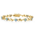 thumbnail image 1 of Gem Stone King 18K Yellow Gold Plated Silver Heart Shape Mercury Mist Mystic Topaz and White Lab Grown Diamond Greek Vine Flower Tennis Bracelet for Women (5.64 Cttw, 7.5 inch), 1 of 4