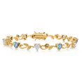 thumbnail image 1 of Gem Stone King 18K Yellow Gold Plated Silver Heart Shape Mercury Mist Mystic Topaz White Moissanite and Round White Lab Grown Diamond Greek Vine Flower Tennis Bracelet for Women (4.94 Cttw, 7.5 inch), 1 of 4