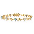 thumbnail image 1 of Gem Stone King 18K Yellow Gold Plated Silver Heart Shape Moissanite Mercury Mist Mystic Topaz and White Lab Grown Diamond Greek Vine Flower Tennis Bracelet for Women (5.34 Cttw, 7.5 inch), 1 of 4