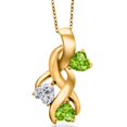 thumbnail image 1 of Gem Stone King 18K Yellow Gold Plated Silver Lab Grown Diamond and Green Peridot Pendant Necklace for Women | 1.44 Cttw | Gemstone April Birthstone | Heart Shape 5MM | With 18 inch Chain, 1 of 6