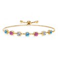 thumbnail image 1 of Gem Stone King 18K Yellow Gold Plated Silver Lab Grown Diamond Tennis Bracelet for Women Topaz Pink Moissanite (2.96 Cttw, Fully Adjustable up to 9 inch), 1 of 3