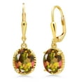 thumbnail image 1 of Gem Stone King 18K Yellow Gold Plated Silver Mango Mystic Topaz Leverback Dangle Earrings for Women (4.00 Cttw, Gemstone Birthstone, Oval 9X7MM), 1 of 5