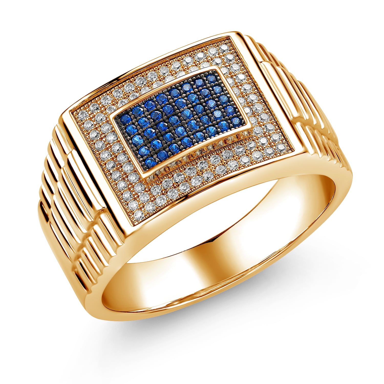 Blue Sapphire Men's Ring with Moissanite in 18K Nigeria Ubuy