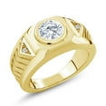 thumbnail image 1 of Gem Stone King 18K Yellow Gold Plated Silver Men's Solitaire Ring Set with Moissanite (1.53 Cttw), 1 of 6