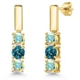 thumbnail image 1 of Gem Stone King 18K Yellow Gold Plated Silver Mercury Mist Mystic Topaz and London Blue Topaz Drop Dangle Earrings for Women | 1.80 Cttw | Gemstone November Birthstone | Round 5MM, 1 of 6
