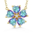 thumbnail image 1 of Gem Stone King 18K Yellow Gold Plated Silver Mercury Mist Mystic Topaz and White Lab Grown Diamond Pendant Necklace for Women (5.04 Cttw, Heart Shape 6MM, with 18 inch Chain), 1 of 4