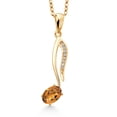 thumbnail image 1 of Gem Stone King 18K Yellow Gold Plated Silver Oval Orange Red Madeira Citrine and Moissanite Musical Eighth Note Pendant Necklace By Keren Hanan (0.44 Cttw, with 18 inch Silver Chain), 1 of 6