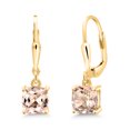 thumbnail image 1 of Gem Stone King 18K Yellow Gold Plated Silver Peach Morganite Dangle Earrings for Women (1.64 Cttw, Gemstone October Birthstone, Cushion 6MM), 1 of 4
