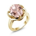 thumbnail image 1 of Gem Stone King 18K Yellow Gold Plated Silver Peach Nano Morganite Engagement Ring for Women (4.80 Cttw, Gemstone October Birthstone, Oval 12X10MM, Size 8), 1 of 5