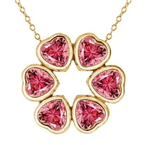 Gem Stone King 18K Yellow Gold Plated Silver Pendant Set with Fancy Pink Zirconia