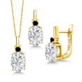 thumbnail image 1 of Gem Stone King 18K Yellow Gold Plated Silver Pendant and Earrings Jewelry Set Near Colorless Oval 6.37cttw Moissanite and Diamond, 1 of 5