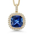 thumbnail image 1 of Gem Stone King 18K Yellow Gold Plated Silver Pendant with Chain Created Sapphire Moissanite (15.25 Cttw), 1 of 6