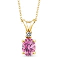 thumbnail image 1 of Gem Stone King 18K Yellow Gold Plated Silver Pendant with Chain Pink Moissanite Diamond (1.45 Cttw), 1 of 4