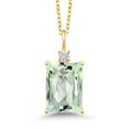 thumbnail image 1 of Gem Stone King 18K Yellow Gold Plated Silver Pendant with Chain Prasiolite Moissanite (6.70 Cttw), 1 of 4