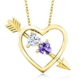 thumbnail image 1 of Gem Stone King 18K Yellow Gold Plated Silver Pendant with Chain Set with Moissanite (1.00 Cttw), 1 of 3