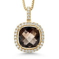 thumbnail image 1 of Gem Stone King 18K Yellow Gold Plated Silver Pendant with Chain Smoky Quartz Moissanite (10.85 Cttw), 1 of 6
