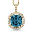 thumbnail image 1 of Gem Stone King 18K Yellow Gold Plated Silver Pendant with Chain Topaz Moissanite (14.25 Cttw), 1 of 6