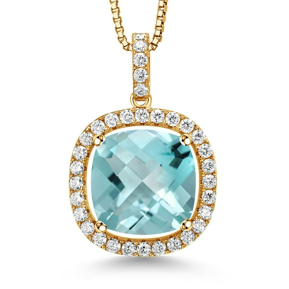 Gem Stone King 18K Yellow Gold Plated Silver Pendant with Chain Topaz Moissanite (16.35 Cttw)