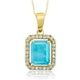 thumbnail image 1 of Gem Stone King 18K Yellow Gold Plated Silver Pendant with Chain Turquoise Moissanite (2.08 Cttw), 1 of 4