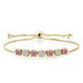 thumbnail image 1 of Gem Stone King 18K Yellow Gold Plated Silver Pink and White Lab Grown Diamond Bracelet for Women | 2.64 Cttw | Gemstone April Birthstone | Round 4.5MM, 1 of 3
