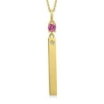 thumbnail image 1 of Gem Stone King 18K Yellow Gold Plated Silver Pink Moissanite Pendant Necklace for Women | 0.23 Cttw | Gemstone Birthstone | Round 4MM | With 18 inch Chain, 1 of 6