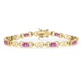 thumbnail image 1 of Gem Stone King 18K Yellow Gold Plated Silver Pink Moissanite and Lab Grown Diamond Bracelet for Women | 3.69 Cttw | Gemstone Birthstone | Oval 6X4MM | Length 7.25 inches, 1 of 6