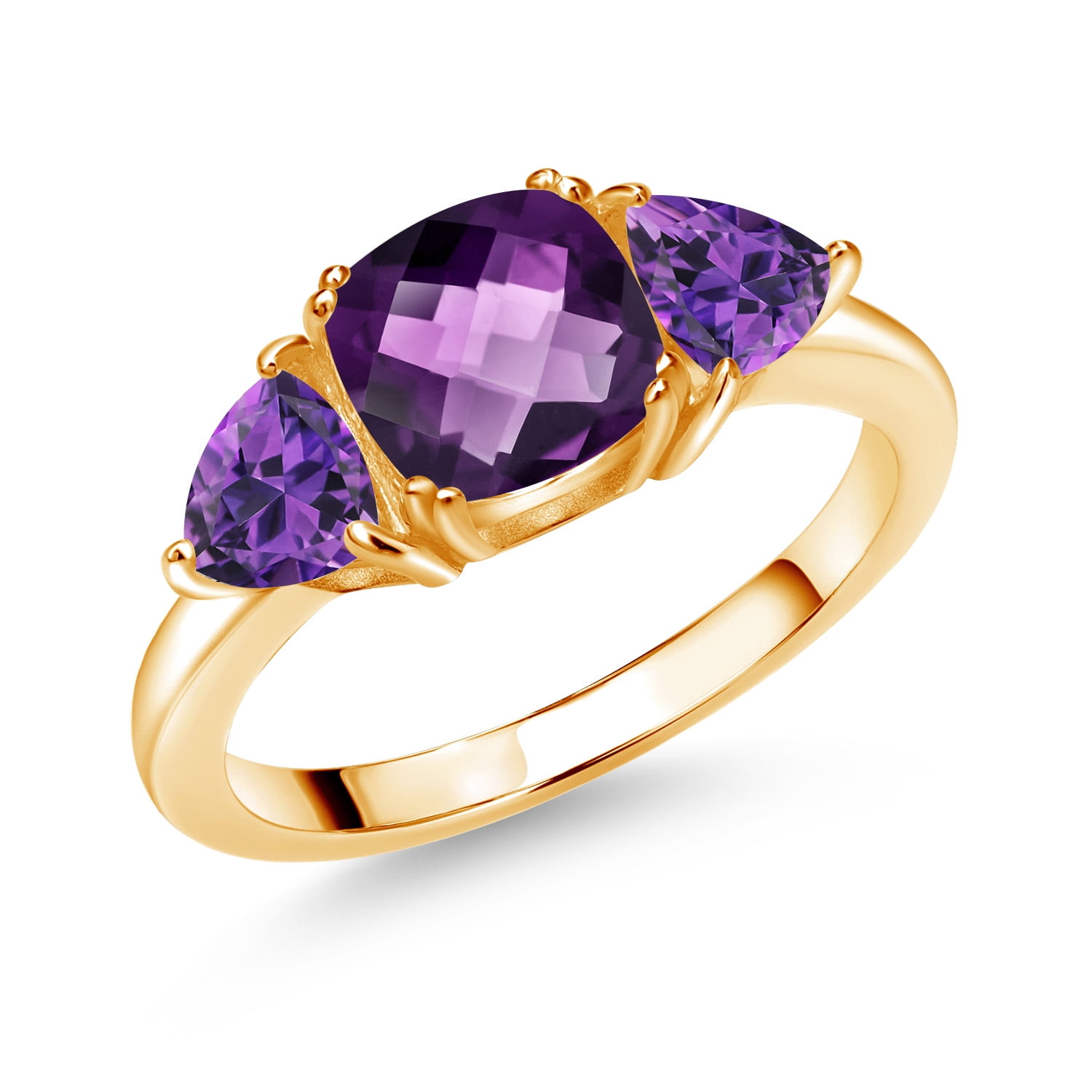 Gem Stone King 18K Yellow Gold Plated Silver Purple Amethyst