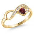 thumbnail image 1 of Gem Stone King 18K Yellow Gold Plated Silver Red Garnet Infinity Ring for Women (0.44 Cttw, Heart Shape 4MM, Gemstone January Birthstone, Size 5), 1 of 6