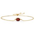 thumbnail image 1 of Gem Stone King 18K Yellow Gold Plated Silver Red Garnet Solitaire Bracelet for Women (1.50 Cttw, Oval 8X6MM, Gemstone January Birthstone, Fully Adjustable up to 9 inch), 1 of 3