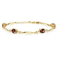 thumbnail image 1 of Gem Stone King 18K Yellow Gold Plated Silver Red Garnet and White Zirconia Tennis Bracelet for Women | 4.24 Cttw | Gemstone January Birthstone | Oval Checkerboard 7X5MM | 6 inch + 1 inch Extender, 1 of 3