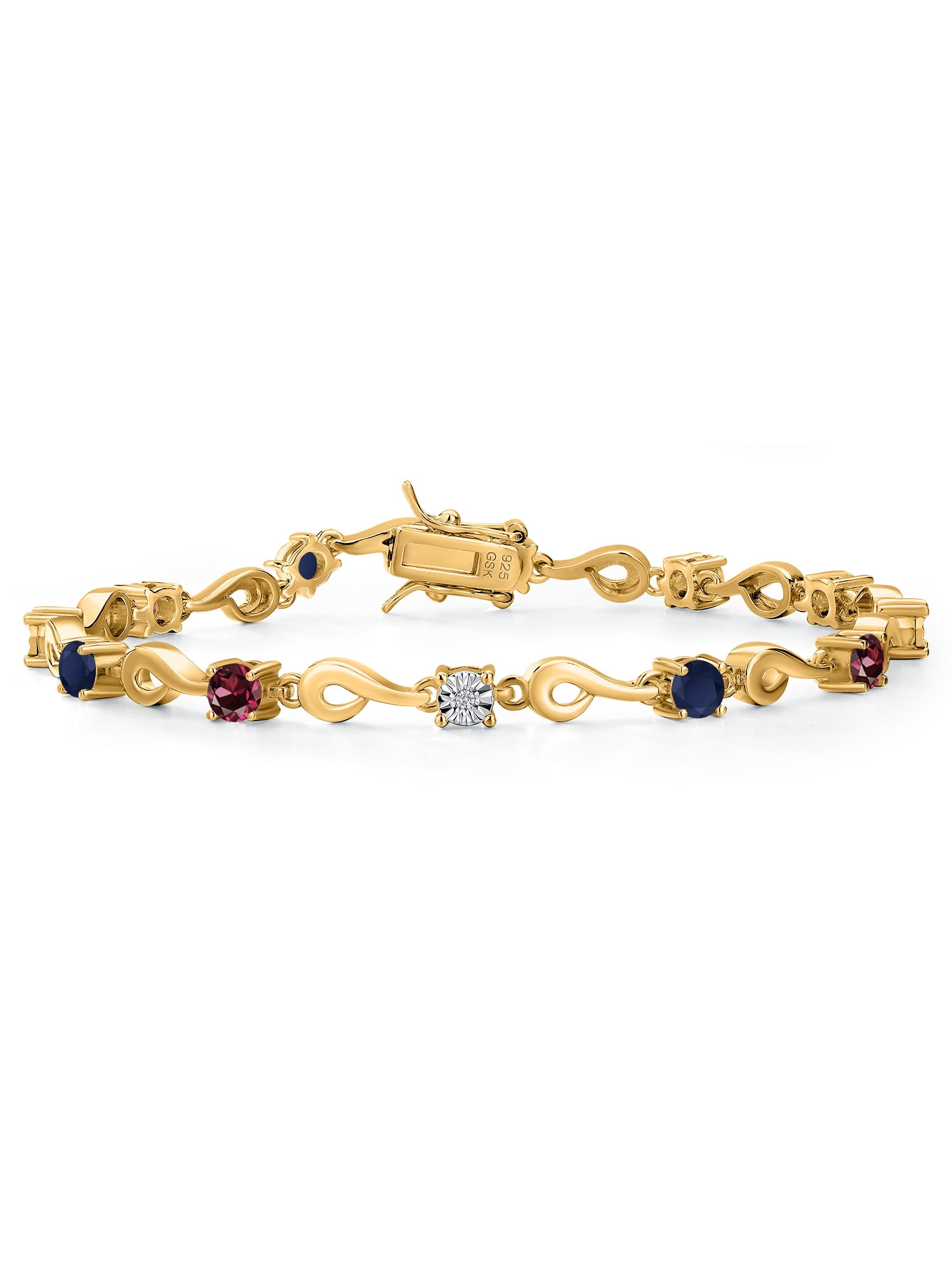 Gem Stone King 18K Yellow Gold Plated Silver Red Rhodolite Garnet and ...