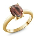 thumbnail image 1 of Gem Stone King 18K Yellow Gold Plated Silver Red Tiger Eye Solitaire Engagement Ring for Women (1.50 Cttw, Oval 9X7MM, Gemstone Birthstone, Available in Size 5, 6, 7, 8, 9), 1 of 4