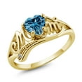 thumbnail image 1 of Gem Stone King 18K Yellow Gold Plated Silver Ring Persian Blue Moissanite Diamond (0.81 Cttw), 1 of 4
