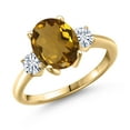 thumbnail image 1 of Gem Stone King 18K Yellow Gold Plated Silver Ring Quartz Moissanite (2.46 Cttw), 1 of 7