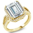 thumbnail image 1 of Gem Stone King 18K Yellow Gold Plated Silver  Ring Set with Emerald Cut Moissanite (8.20 Cttw), 1 of 4