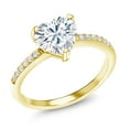 thumbnail image 1 of Gem Stone King 18K Yellow Gold Plated Silver Ring Set with Moissanite (1.94 Cttw), 1 of 5