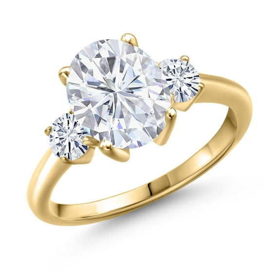 Gem Stone King 18K Yellow Gold Plated Silver Ring Set with Moissanite (3.46 Cttw)