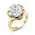 thumbnail image 1 of Gem Stone King 18K Yellow Gold Plated Silver  Ring Set with Oval Moissanite (5.22 Cttw), 1 of 5