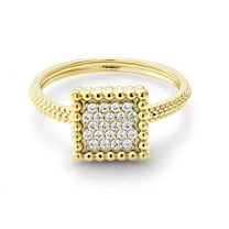 Gem Stone King 18K Yellow Gold Plated Silver Ring Set with White Zirconia (Size 9)